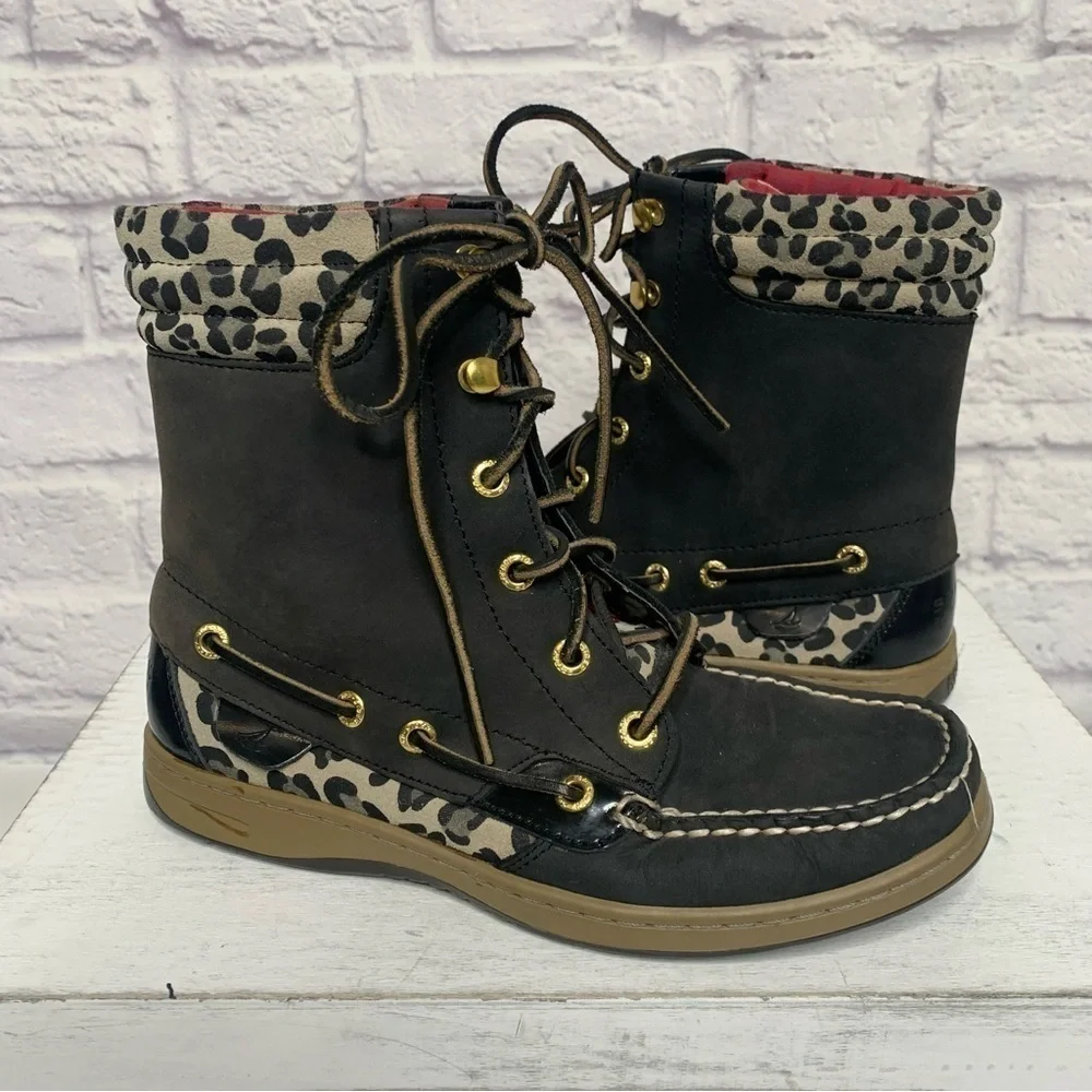 Sperry Top Sider Hikerfish Black Leopard Boots